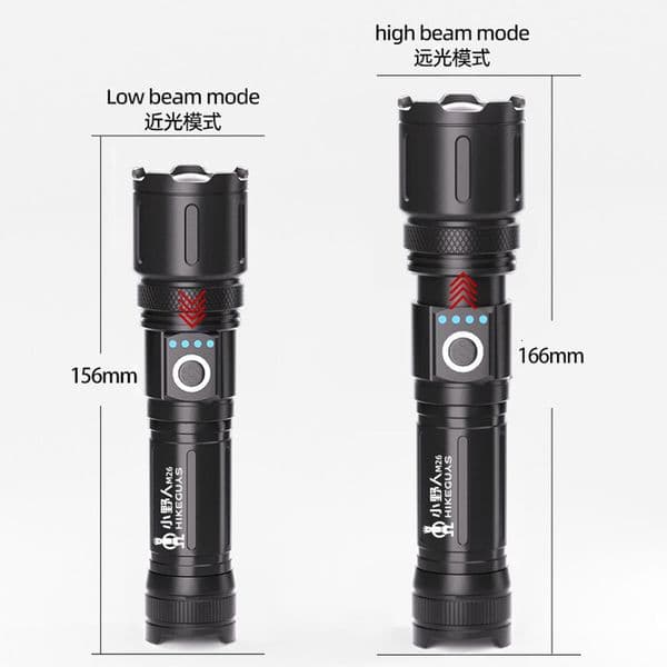 Outdoor zoom emergency lighting, convenient charging, laser long-range LED fire flashlight, strong light