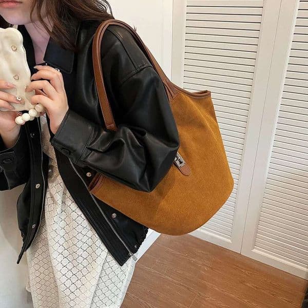 Designer Bag 2025 Retro Suede Satchel Purse Top Handle Designer Underarm Bag For Women Work Shopping Travel Luxury Bag