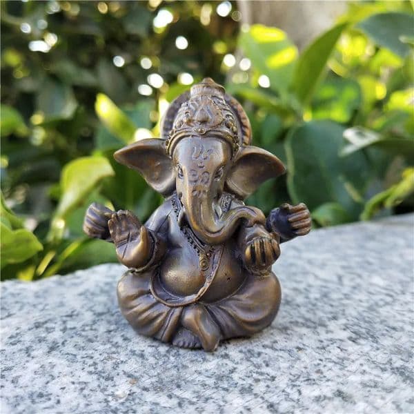 Stone Color Ganesha Statue Buddha Elephant Hindu God Sculpture Figurines Home Zen Garden Outdoor Decoration Landscape Ornaments 250428