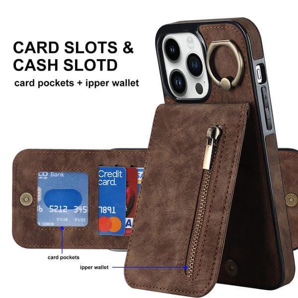 Leather Wallet Phone Protective Case For iPhone 12 13 mini 17 Air 16E 16 15 14 11 Pro Max XR XS 7 8+Plus Flip Card Slot Holder Cases