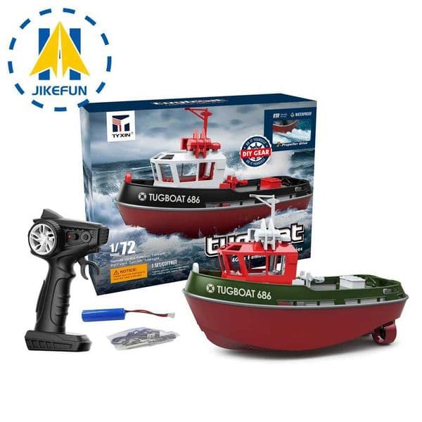 JIKEFUN 686 Rc Boat 2.4G 1/72 Powerful Dual Motor Long Range Wireless Electric Remote Control Tugboat Model Toys for Boys Gift X250509
