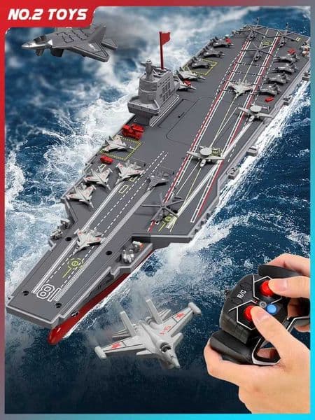 S19 2.4G Remote Control Aircraft Carrier Warship Model High Speed Electric Boat Childrens Toys RC Ship Speedboat Boys Girl Gift X250509