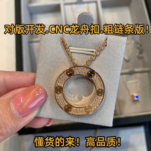 Original Nail brand Necklace V Gold High Version Pancake Necklace Simple and Luxury Champagne Plated Gold Screw Necklace with Single Ring Collar Chain for Women