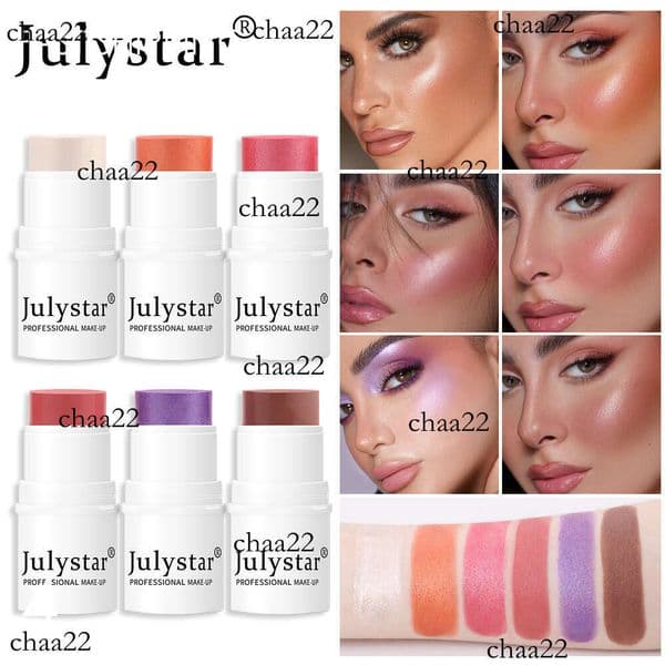 Julystar Lazy People High gloss Shaping Sunshine Carmine Pearl Paste Stick Monochrome Matte powder blusher