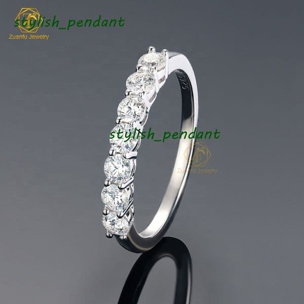 Best Selling 925 Sterling Silver Pure Diamond Ring VVS Round Cut Moissanite Eternity Wedding Ring