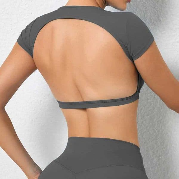 Hearuisavy Sports Shirts Breathable Workout Sportswear Fitness Backless Yoga Clothing Chest Pads Sport Crop Tops Gym Top Women W250509