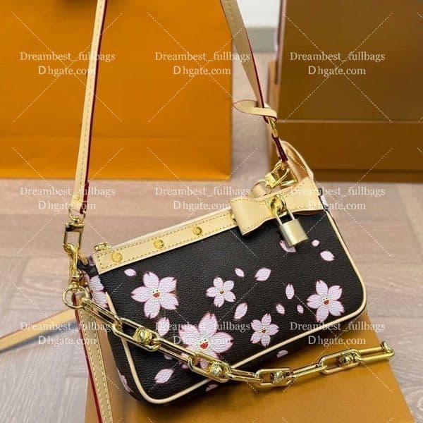 luxury shoulder bag Pink flowers cherry sakura takashi murakami bag crossbody desiqner bags Cherry blossom fashion letters print shopping handbags travel bags