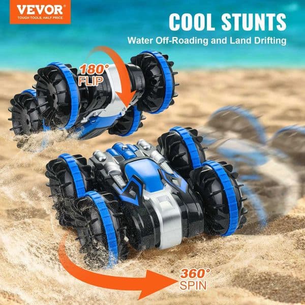VEVOR Amphibious RC Car Boat 2.4GHz 12 km/h Electric Remote Control 360 Rotating Stunt Car Water Beach Pool Toys Boys Gifts X2505091