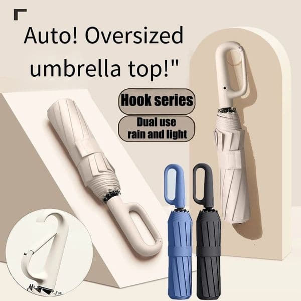 Oversized Reinforced Windproof Rainproof Dual-use UV Resistant Fully Automatic Rotating Ring Buckle Umbrella Fold double keel 250509
