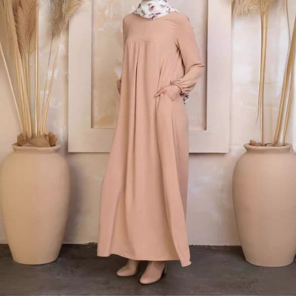 (288) New Women Pleated Solid Color Robe Womens Clothing