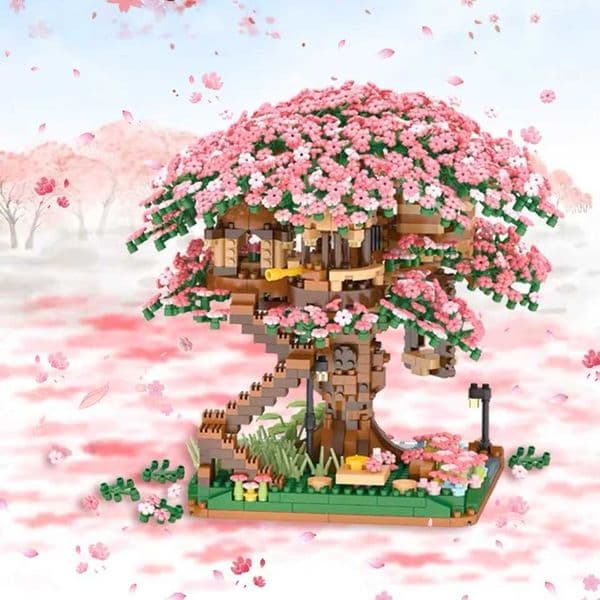 2028PCS treehouse cherry blossoms miniature building blocks collectible model set living room decoration building blocks X250509