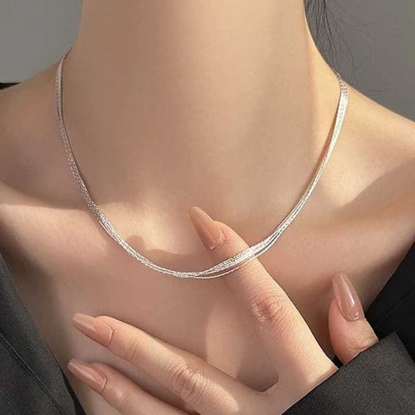 New S925 Sterling Silver Multilayer Exquisite Snake Chain Choker Necklace Simple Womens Wedding Gift Boutique Fine JewelryXJ250510