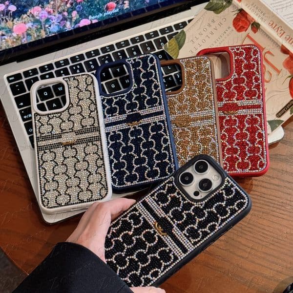 Luxury Bling Glitter Phone Case for Phone Pro Full Sparkle Clear Plastic Diamond Rhinestone Back Decoration Letter Cover R251211