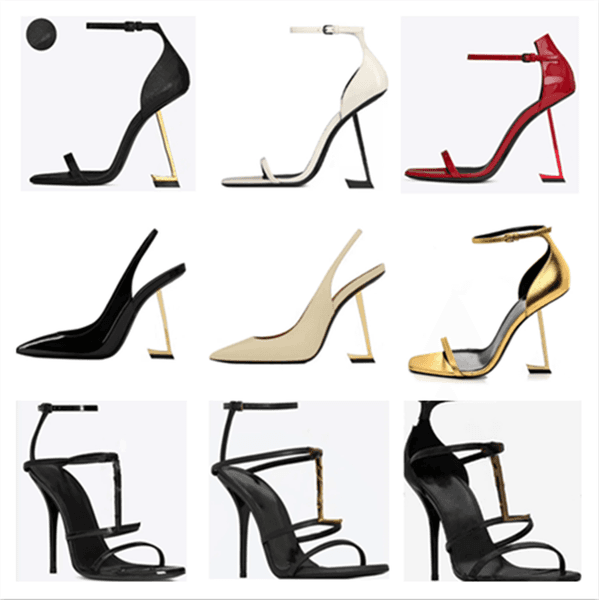 Women Mules Dress Shoes High Heels Womens Designer Genuine Leather Pumps Lady Sandals Classic Style Wedding Slingback Heels Black Golden Gold 100mm 80mm Heel