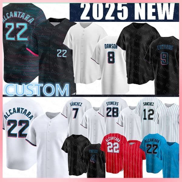 22 Sandy Alcantara Baseball Jerseys Jesus Sanchez Xavier Edwards Andre Dawson Nick Fortes Kyle Stowers Connor Norby Luarbert Arias Griffin Conine Eury Perez