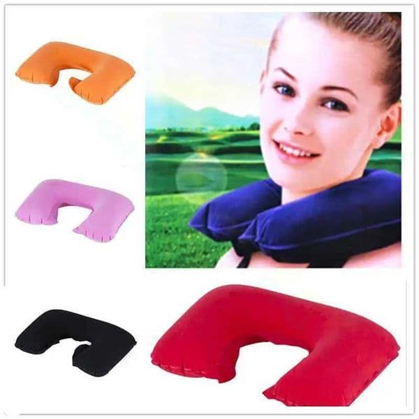 1 new U-shaped travel pillow car air flight inflatable pillow neck support headrest soft care pad M250510