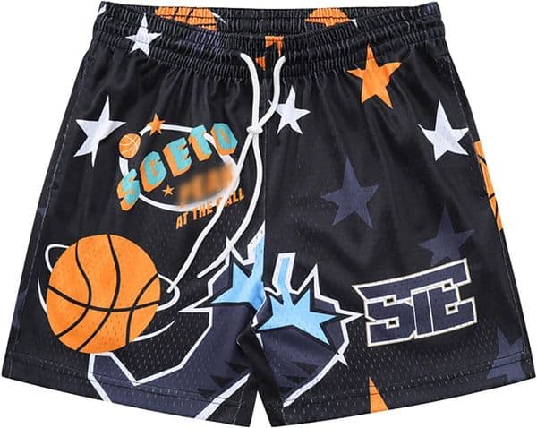 Mens Graphic Basketball Shorts Drawstring Running Workout Shorts Summer Cool Casual Shorts Fashionable and minimalist shorts