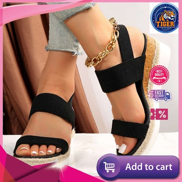 ddmytiger Knitted Stretch Fabric Wedge Sandals Women Back Elastic Band Platform Sandles Woman Super Size Summer Thick Sole Beach Sandalias Outdoor Shoes
