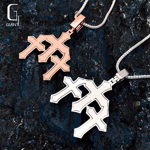 New Arrival Hip Hop 925 Silver Three Cross Rock Iced Out Jewelry Moissanite Pendant