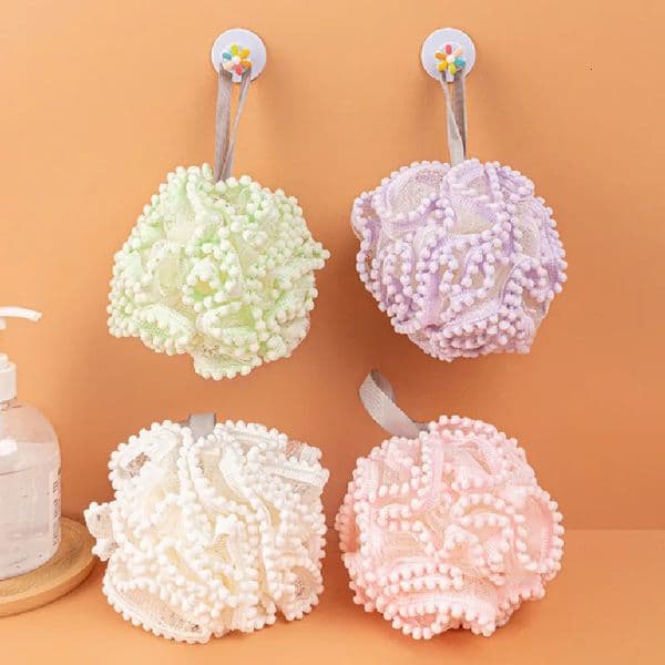 Soft Mesh Bath Sponge Balls Skin Cleaning Brush Shower Puff Body Cleaner Exfoliating Scrubbers Bath Flower Bathing Accessories 250509
