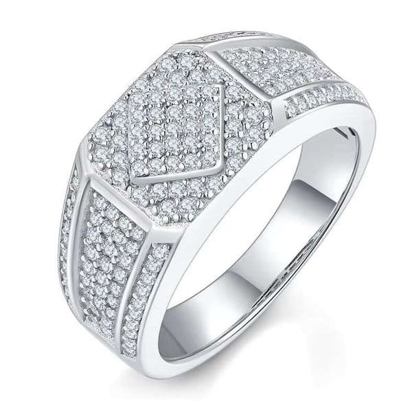Hot Sterling Sier Moissanite Dia Ring Men Male Wedding Fine Jewelry Adjustable Mossanite Rings