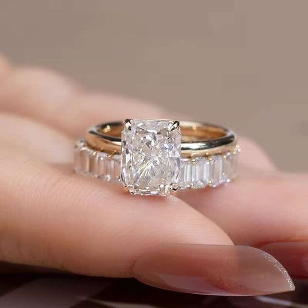 Moissanite 14k Gold D Color Dia Ladies Wedding Jewelry Band Engagement Ring