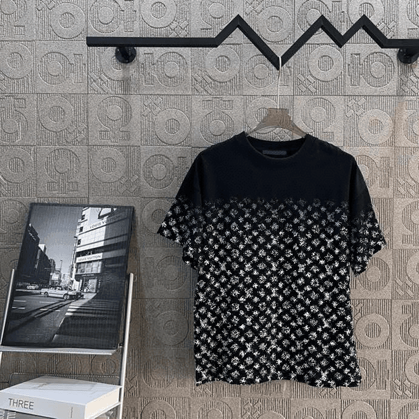 Early spring new high-grade cotton printed T-shirt round neck stitching pullover short sleeves Size m-xxxl Color black white 22k039
