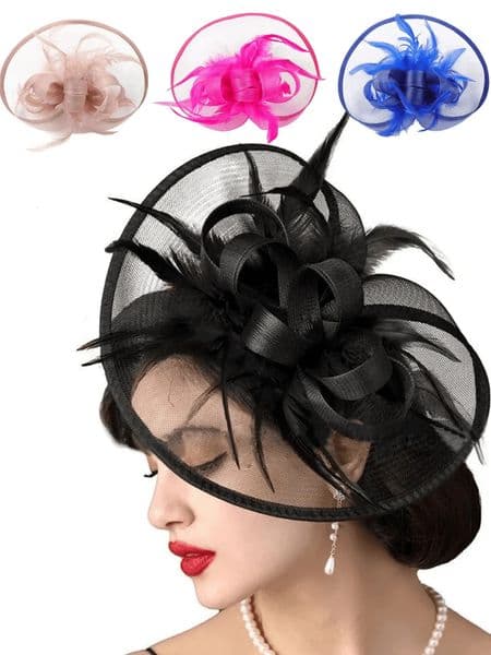 1 Piece Fascinator Hat 20s Pillbox Hat Tea Party Hat Feather Wedding Headwear For Women 250509