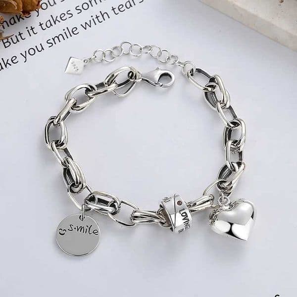 925 Sterling Silver Thai Silver Bracelet for Women Vintage Geometric Heart Love Lucky Punk Jewelry 2024 New DropshippingXJ250513