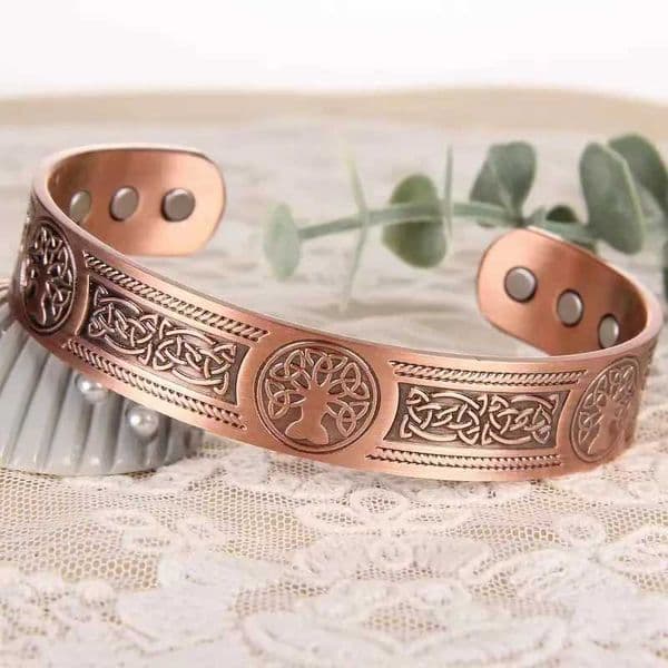 Hot selling magnet retro bracelet with life tree pattern arrangement magnetic mens antique copper braceletXJ250513