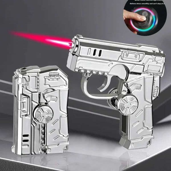 2025 Multi Functional Folding Dual Form Decompression Gyro Gun Shaped Lighter With Creative Deformation And Windproof Red Flame Y250513 W260202