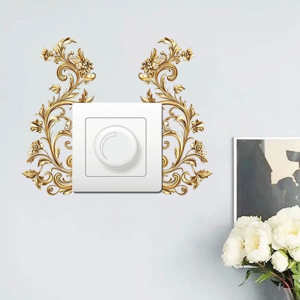 1PC Personalized golden line switch stickers for living room bedroom entrance home decoration wall stickers 250509