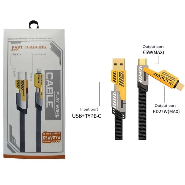 Top Selling Products 4 in 1 6A 1M 65W Converter Aluminium Alloy Fast Charging Cable for Mobile Phone Power Bank