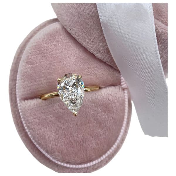 Jewelry 18K Rose Gold IGI Certificate 2.5 Carat Pear Shape Lab Grown Diamond Engagement Solitaire Ring For Women E VVS2 CVD Diamond Womens Wedding Gold Ring