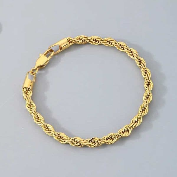Elegant 18k Gold Plated 925 Sterling Silver 4MM Chain Bracelets for Men Women Simple 20cm Chain Bracelet Unisex Party JewelryXJ250513