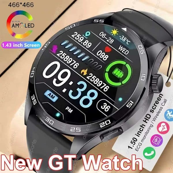 New GPS Smart Watch GT for Men Women AMOLED 360*360 HD Sn Heart Rate DIY Face ethoth Call Waterproof SmartWatch NFC 2024XJ250513