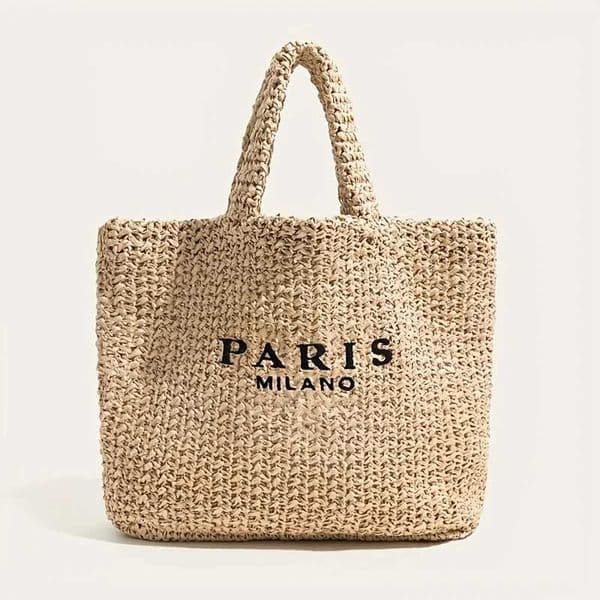 Casual Large Capacity Straw Tote Designer Letters Women Handbags Handmade Woven Summer Beach Bag Big Shopper Purses