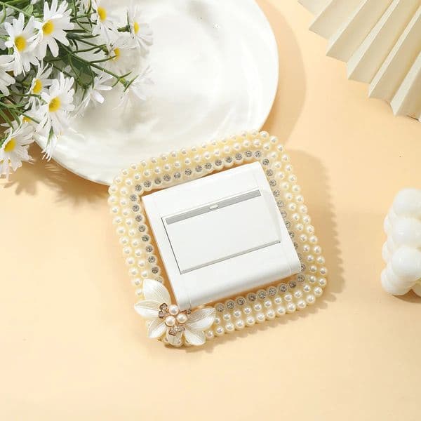 1Pcs pearl switch sticker switch protection with dragonfly flower decoration self-adhesive wall switch decoration sticker 250509