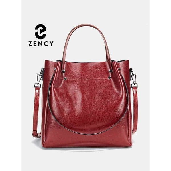 Designer bag231 Zency Women Shoulder Cowhide Leather Large Capacity Handbag Multifunction Use Crossbody Messenger Bag Bucket Shopper