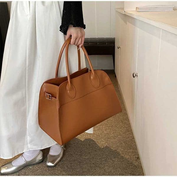 large-capacity tote bag womens casual versatile handbag fashionable roomy shoulder bag brown leather bag Z250513