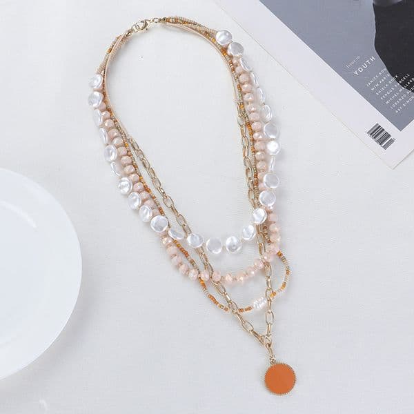 alloy necklace with multiple layers and directly sold Crystal pearl necklaces