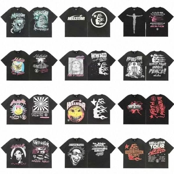 Hellssstar Shirt Designer Summer Dress T-Shirt Halloween Quality Trend Shirt With Monogrammed Print Short Sleeve Mens Hip Hop Clothing Hellness Star T-Shirt 151