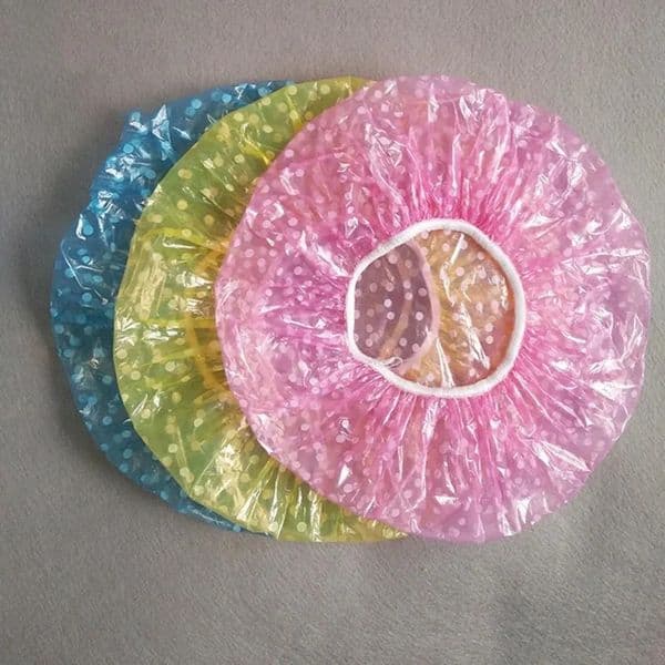 9pcs Clear Plastic Shower Caps Large Elastic Thick Bath Beanie Spa Bathing Accessory 250509