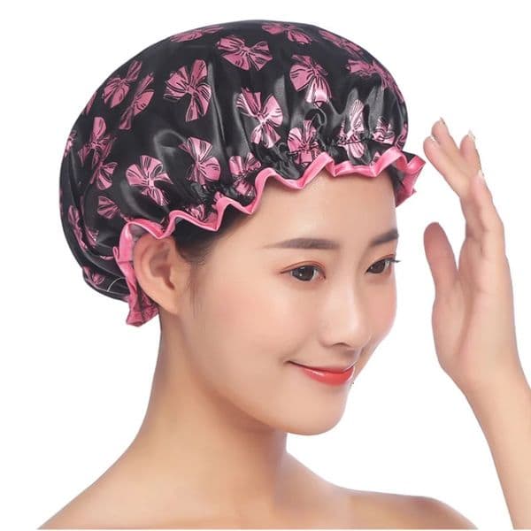 1Pc Thick Waterproof Bath Hat Double Layer Shower Hair Cover Women Supplies Shower Cap Bathroom silk bonnet Satin Bonnets wrap 250509