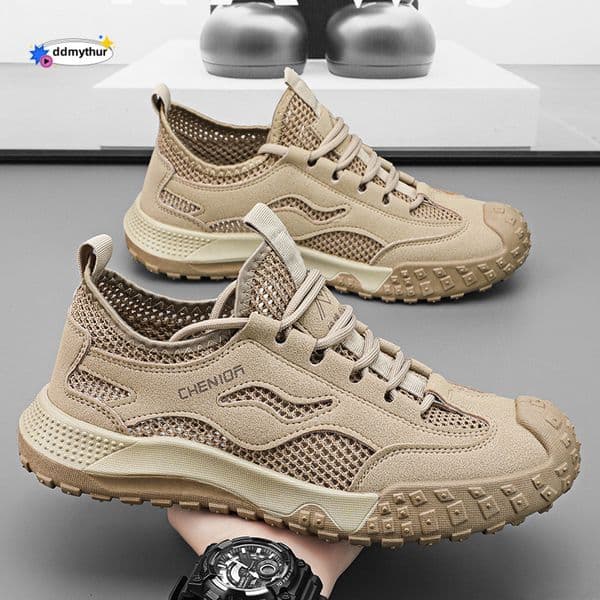Labor protection mesh lightweight summer men's breathable odor proof construction site anti slip and wear-resistant casual sports shoes men ddmythur