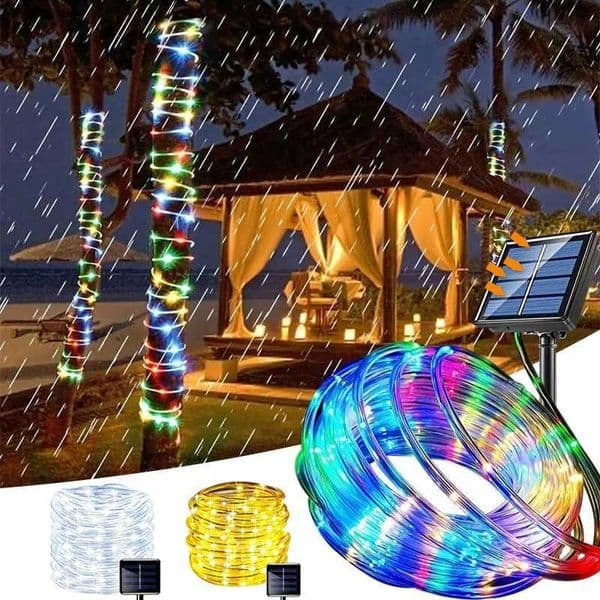 7M/12M Outdoor Solar LED Tube Rope String Light Garden Waterproof Strip Lights For Christmas Decoration Wedding Fence Fairy Lamp Z250514