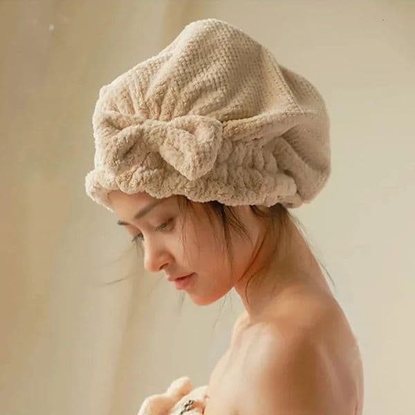 Quick Hair Drying Bath Towel Spa Bowknot Wrap Towel Cap Bathroom Accessories Thicken Bonnets For Women Shower Cap 250509