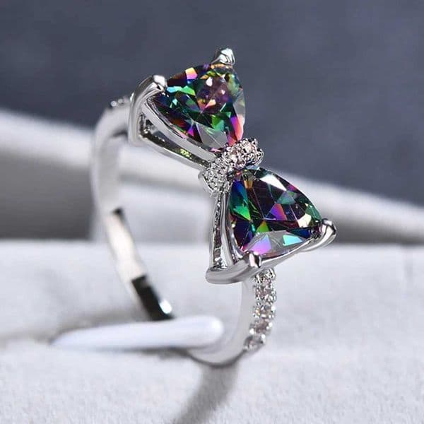Luxury Female Rings 925 Sterling Silver Bowknot Zircon Finger Rings for Women Y2K Sparkling Pink Bow Rhinestone Jewelry GiftsXJ250514