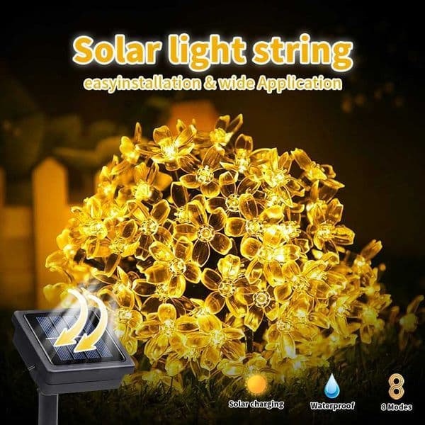 Solar decorative lights outdoor waterproof 8 modes cherry blossom lights Christmas garden party decoration Z250514