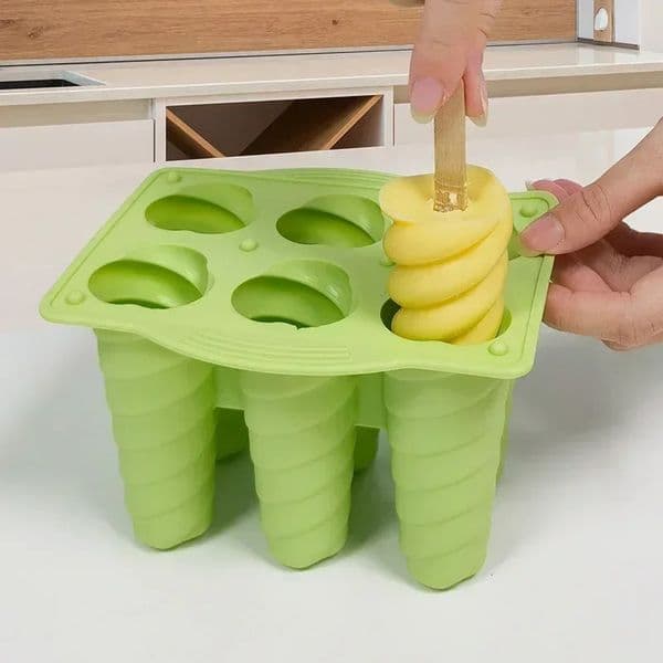Spiral Ice Cream Mold 6Cavity Silicone Popsicle Maker for Kids FoodGrade DIY Dessert Jelly Summer Treats 250515
